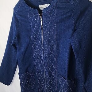 Lightweight Denim Jacket With Lattice Faceted Stud Detail Size 12